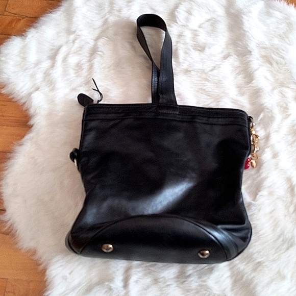 Luigi Sciorio Black Leather Shoulder Bag with Belt And Gold Buckle. Like New - Picture 7 of 8